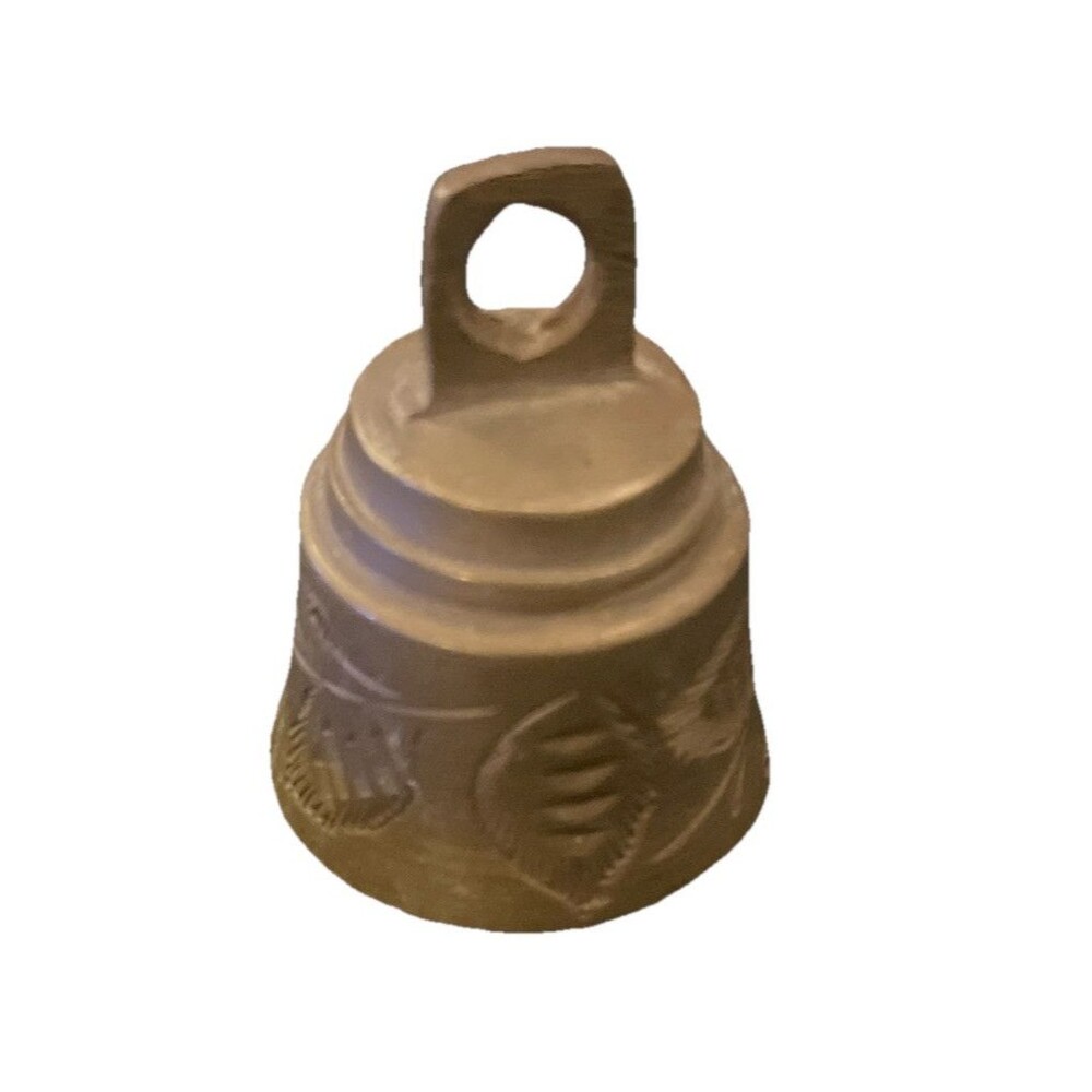Vintage Small Etched Brass Bell - India